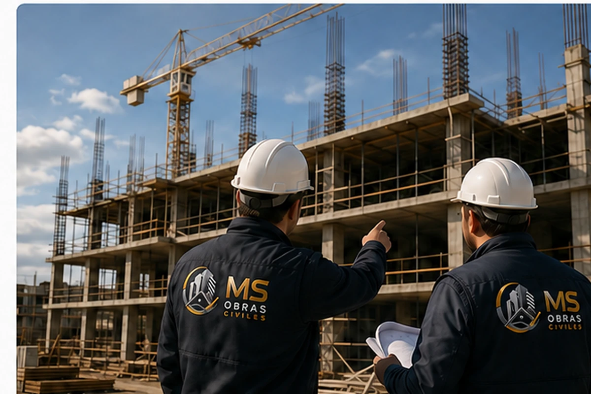 Profesionales de MS Obras Civiles supervisando una construcción
